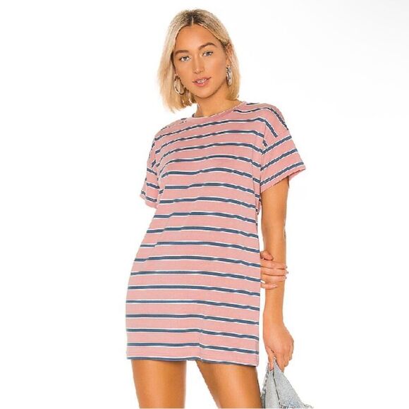 SUPERDOWN | REVOLVE Katrina Pink Blue Striped T-Shirt Dress Women’s Size Medium - Picture 1 of 11